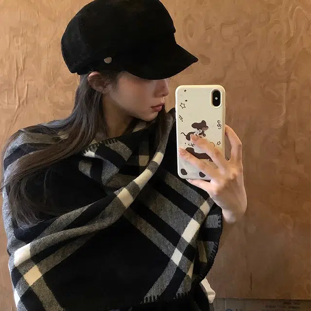 浪莎 气质拉满名媛风复古格纹锁边围巾女生秋冬季保暖时髦优雅贵气百搭围脖 礼盒装 绒线围巾 男女同款情侣款