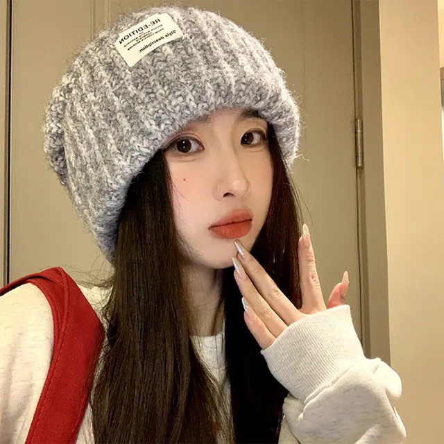 浪莎 新款冬季大头围保暖毛线帽男女情侣款显脸小宽松护耳包头针织绒线帽 涤纶 绒线帽 男女同款情侣款