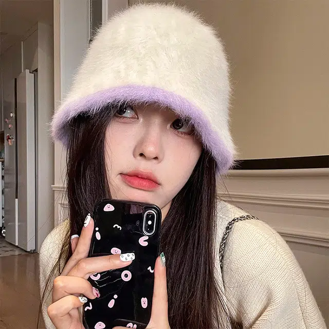 浪莎 纯欲风显脸小韩系甜美可爱针织 兔毛 绒线帽 女款