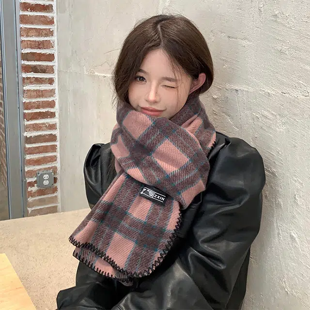 浪莎 秋冬保暖舒适透气护颈围脖渐变双色格子休闲时尚绒线围巾 男女同款情侣款 礼盒装 绒线围巾 男女同款情侣款