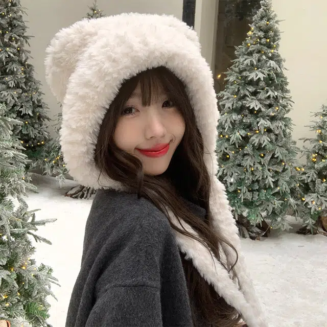 浪莎 小众设计甜美可爱卡通猫耳朵学院通勤百搭出街 聚酯纤维 绒线帽 女款