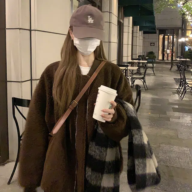 浪莎 超级氛围感马海毛流苏韩系加厚保暖格子仿羊绒 绒线围巾 通用