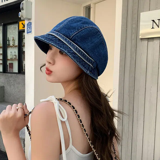 浪莎 秋冬韩版个性潮品时尚英伦短帽檐牛仔帽子女款显脸小贝雷帽 棉 贝雷帽 女款