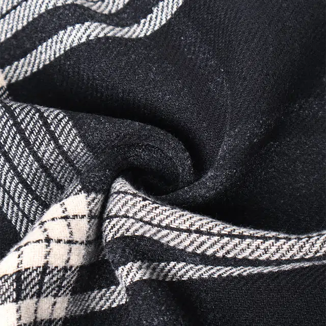 浪莎 百搭条纹方格拼色披肩高品质双面保暖加厚围脖 聚酯纤维 绒线围巾 男女同款情侣款