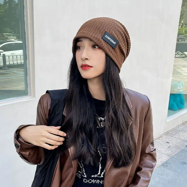 浪莎 日系学院风贴布条纹包头户外休闲百搭时尚 聚酯纤维 绒线帽 男女同款情侣款