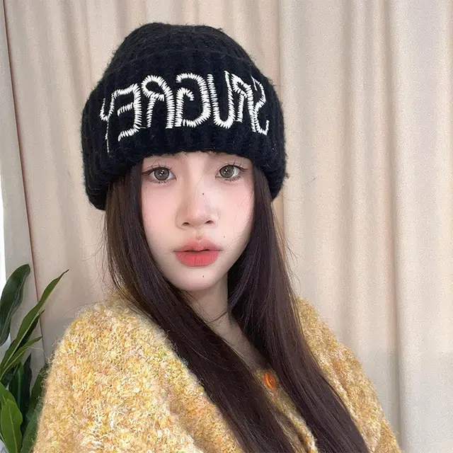 浪莎 秋冬保暖针织帽韩版出游逛街情侣时尚缝线字母百搭毛线包头绒线帽子 男女同款 涤纶 绒线帽 男女同款情侣款