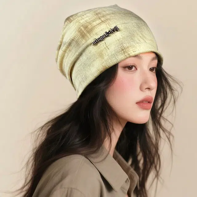 浪莎 韩式扎染潮流百搭显脸小户外休闲旅拍包头 棉 绒线帽 男女同款情侣款