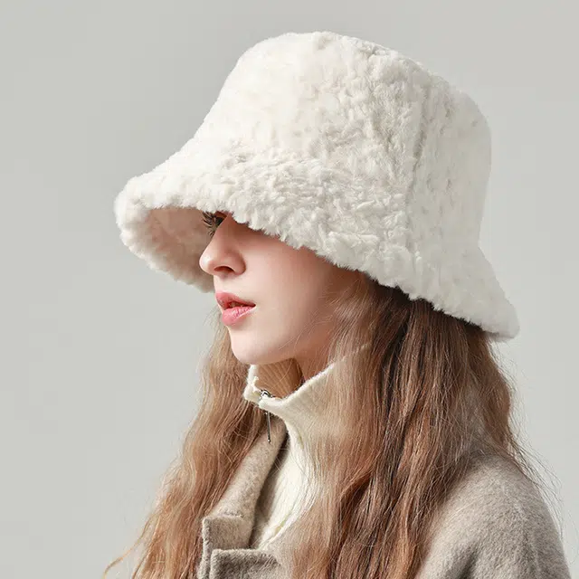浪莎 秋冬天毛绒盆帽男女情侣款大头围渔夫帽日常通勤保暖百搭显脸小帽子绒线帽 涤纶 渔夫帽 男女同款情侣款