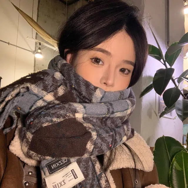 浪莎 彩点糖豆格子流苏围巾秋冬季披肩韩系高级氛围感加厚保暖围脖 男女同款情侣款 礼盒装 绒线围巾 男女同款情侣款