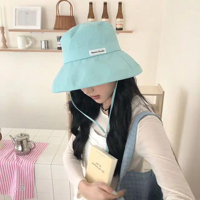 浪莎 薄荷曼波甜心遮阳大头围显脸小出游防晒大帽檐 棉 渔夫帽 女款