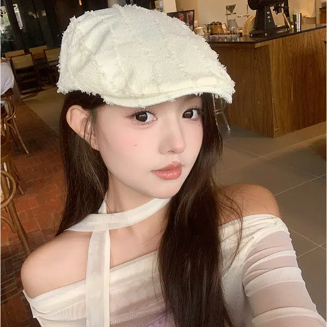 浪莎 日韩小众设计毛边简约纯色时尚百搭显脸小文艺 聚酯纤维 贝雷帽 男女同款情侣款