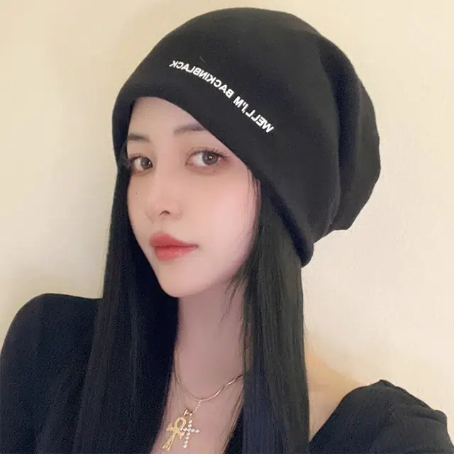浪莎 韩式冷帽简约纯色字母印花户外街拍时尚潮流堆堆帽 棉  绒线帽 男女同款情侣款