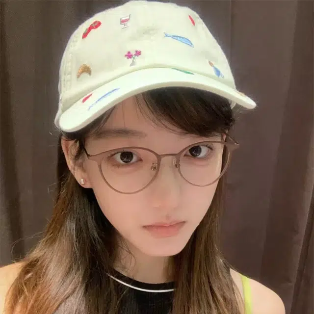 浪莎 韩系田园小清新可爱风卡通刺绣百搭遮阳 棉 鸭舌帽 男女同款情侣款