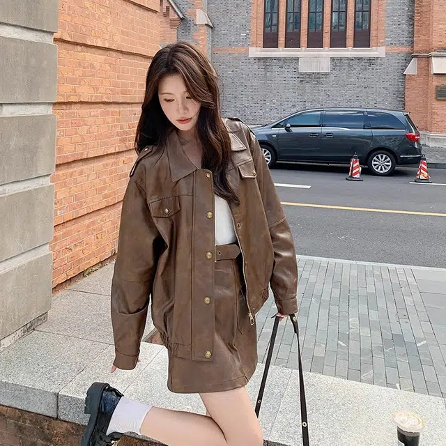 桴生 复古短款宽松美式学院风美拉德巴恩风穿搭夹克 女款