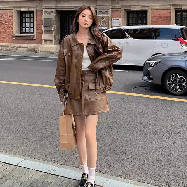 桴生 复古短款宽松美式学院风美拉德巴恩风穿搭夹克 女款