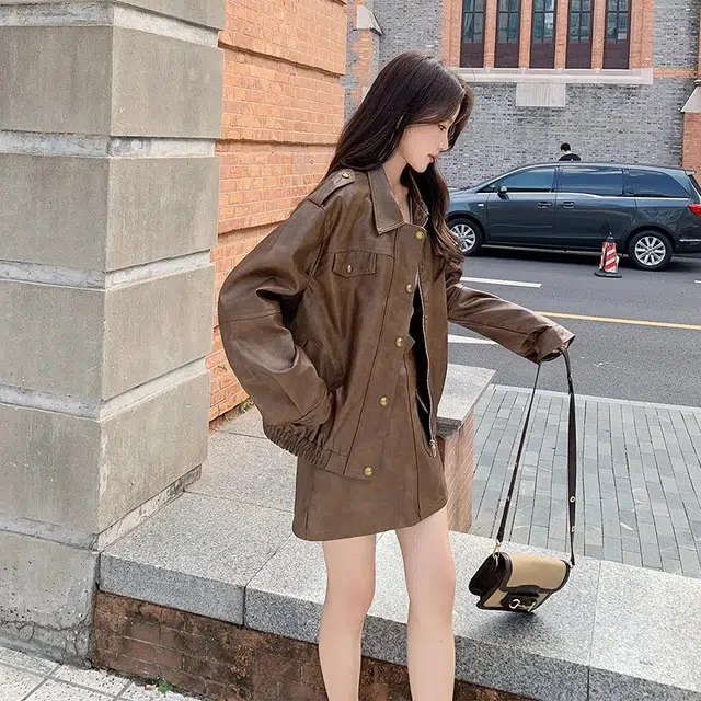 桴生 复古短款宽松美式学院风美拉德巴恩风穿搭夹克 女款