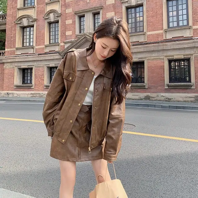 桴生 复古短款宽松美式学院风美拉德巴恩风穿搭夹克 女款