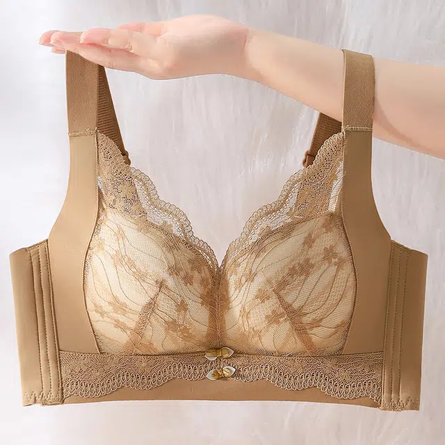 慕梵度 无磁蕾丝无痕无钢圈聚拢上托内衣女士收副乳防下垂舒适透气文胸 女款