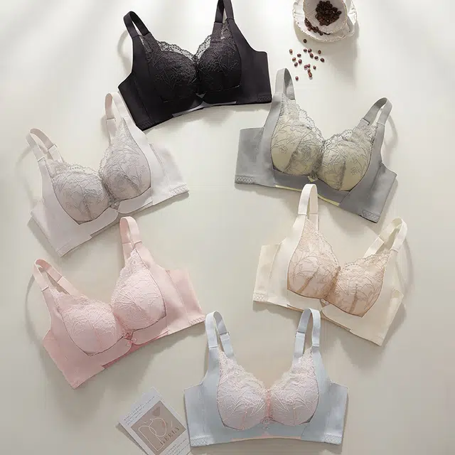 慕梵度 蕾丝杯面舒适性感柔软花边内衣女聚拢上托无钢圈上薄下厚防下垂调整型文胸 女款