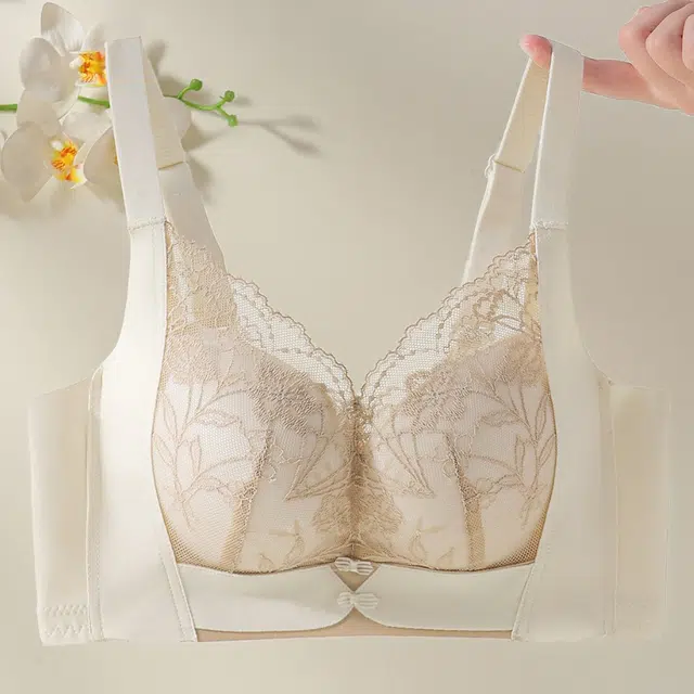 慕梵度 蕾丝杯面舒适性感柔软花边内衣女聚拢上托无钢圈上薄下厚防下垂调整型文胸 女款