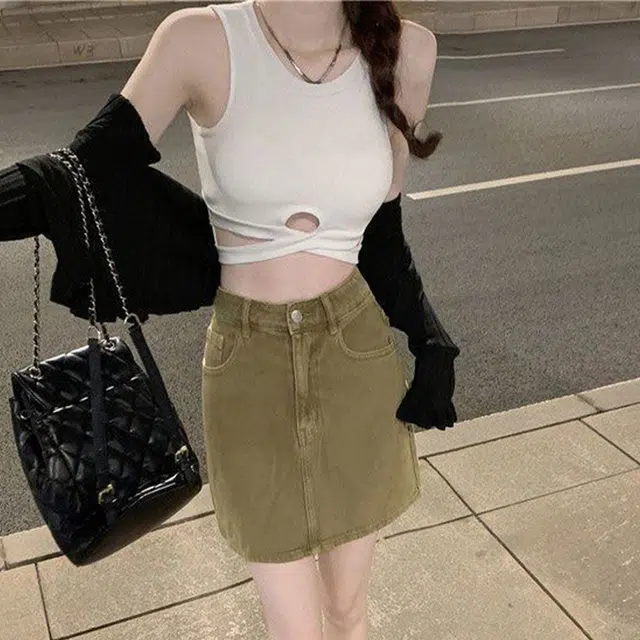 秀黛 美式辣妹 纯欲风甜辣 舒适亲肤透气弹力轻盈日常家居服吊带可外穿打底上衣健身运动瑜伽纯色多色可选休闲通勤背心 女款