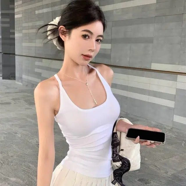 秀黛 甜辣妹纯欲风 轻盈舒适透气亲肤 休闲打底百搭外穿健身运动高级感修身显瘦纯色多色可选小众日常通勤美背背心 女款