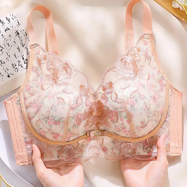 秀黛 性感小胸聚拢显大收副乳上托防下垂调整无钢圈蕾丝文胸 女款