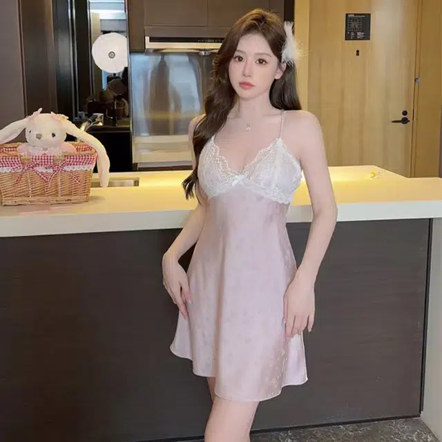 秀黛 提花蕾丝拼接无袖家居服可外穿睡裙 女款 紫色