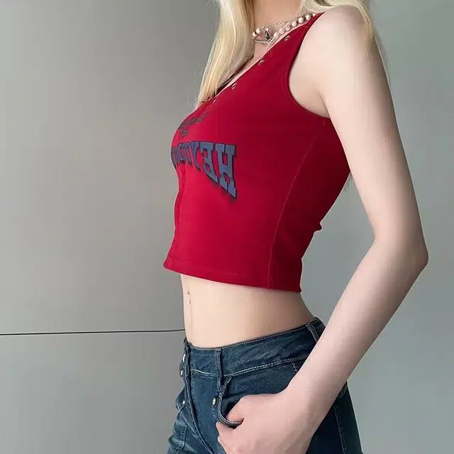 秀黛 美式 辣妹甜辣纯欲风 炸街开衫性感字母英文 亲肤舒适透气轻盈柔软小众个性百搭打底上衣吊带休闲度假修身显瘦高级感背心 女款