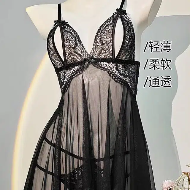 秀黛 法式风情性感无袖睡衣高级感大码蕾丝吊带冰丝薄款情侣情调趣味内衣睡裙 女款