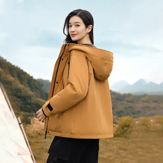 鸭鸭 连帽时尚百搭保暖纯色休闲羽绒服 男女同款