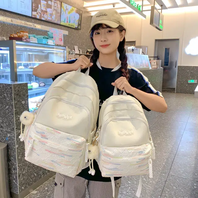 揽月 大容量刺绣高颜值简约设计轻便百搭 尼龙拼针织 双肩包 女款 多色