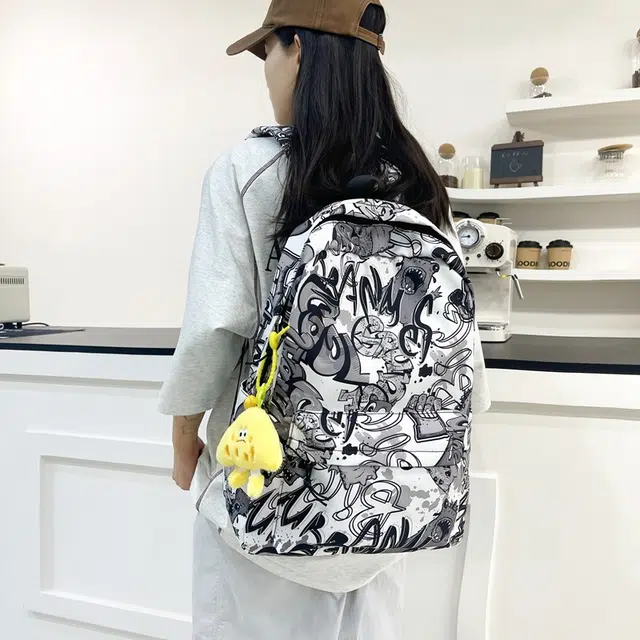 揽月 美式涂鸦个性小众时尚潮流通勤 牛津布 双肩包 男女同款情侣款 多色