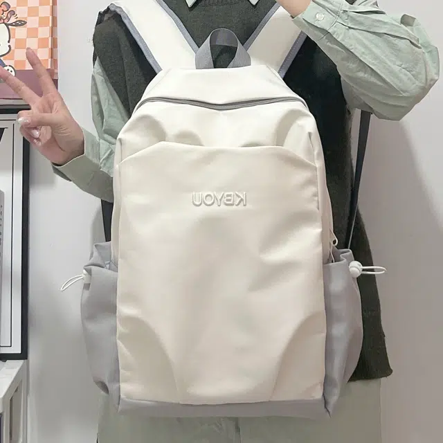 揽月 撞色简约学生通勤百搭 牛津布 书包背包双肩包 男女同款情侣款 多色