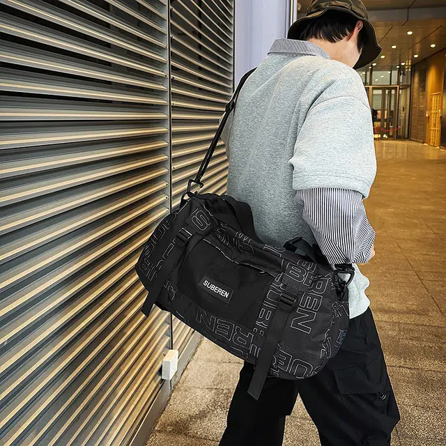 揽月 美式街头风个性大容量出游运动百搭 尼龙 旅行包 男女同款情侣款 黑色/米白色/绿色/黄色/紫色