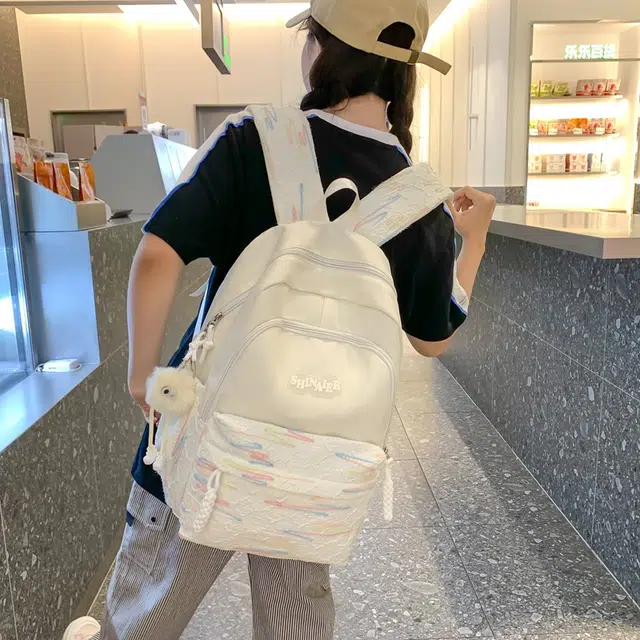 揽月 大容量刺绣高颜值简约设计轻便百搭 尼龙拼针织 双肩包 女款 多色