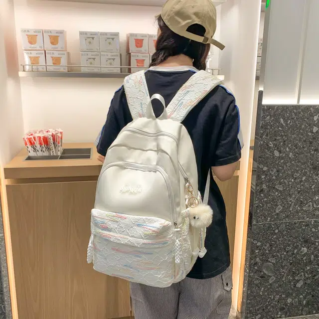 揽月 大容量刺绣高颜值简约设计轻便百搭 尼龙拼针织 双肩包 女款 多色