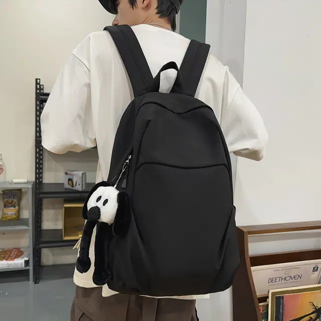 揽月 纯色轻便大容量通勤 尼龙 双肩包 男女同款情侣款 多色