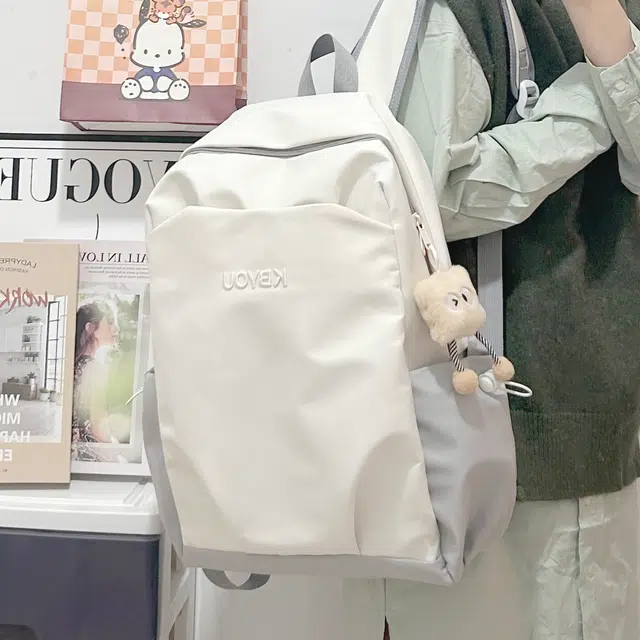 揽月 撞色简约学生通勤百搭 牛津布 书包背包双肩包 男女同款情侣款 多色