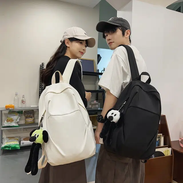 揽月 纯色轻便大容量通勤 尼龙 双肩包 男女同款情侣款 多色