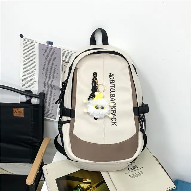 揽月 大容量原宿工装风街拍复古通勤 复合斜纹布 双肩包 常规 男女同款情侣款 多色