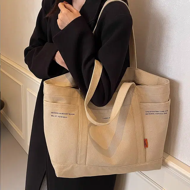 揽月 大容量慵懒休闲百搭通勤 布 托特包手提包单肩包 常规 女款 卡其色/黑色/白色/绿色