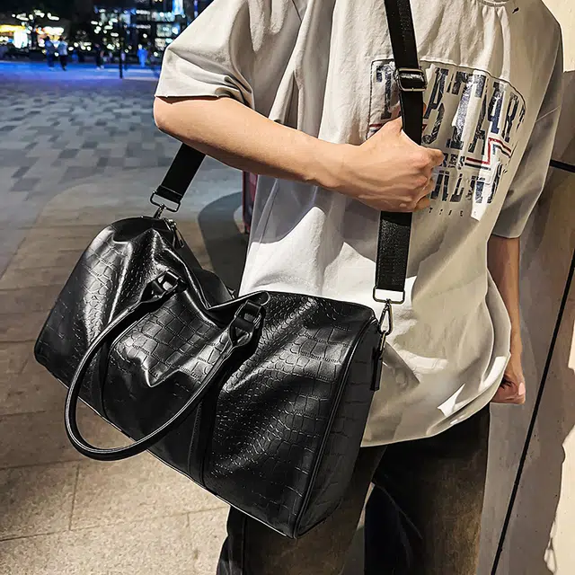 揽月 美式街头风个性出游运动百搭 尼龙 旅行包 男女同款情侣款 黑色