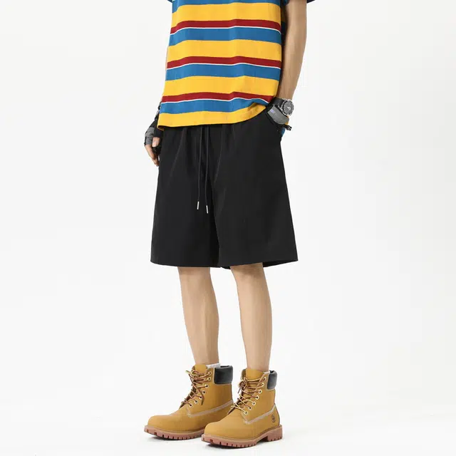 太子龍 美式纯色宽松时尚百搭简约休闲短裤 男款