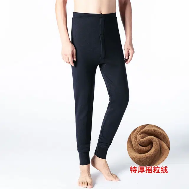 兰缪 加厚摇粒绒青少年秋裤高弹修身不紧绷螺纹收口防风新升级抗寒舒适透气保暖裤 男款