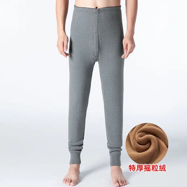 兰缪 加厚摇粒绒青少年秋裤高弹修身不紧绷螺纹收口防风新升级抗寒舒适透气保暖裤 男款
