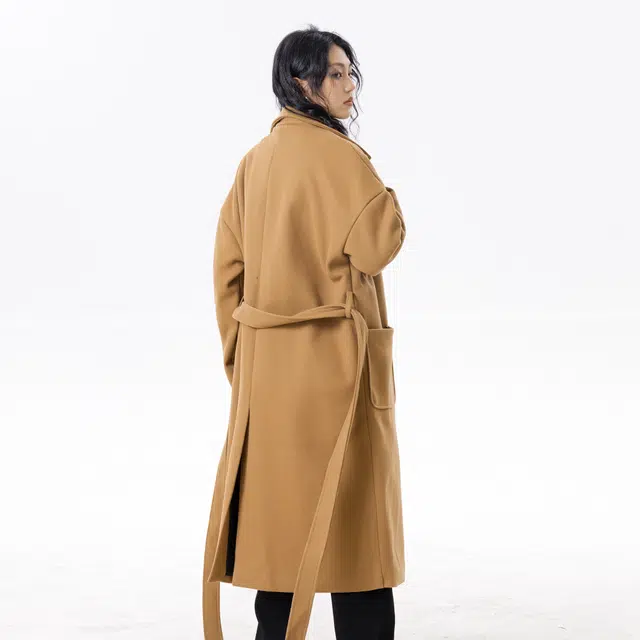 寻星记 纯色复古中长款韩系加厚保暖宽松过膝大衣 男女同款