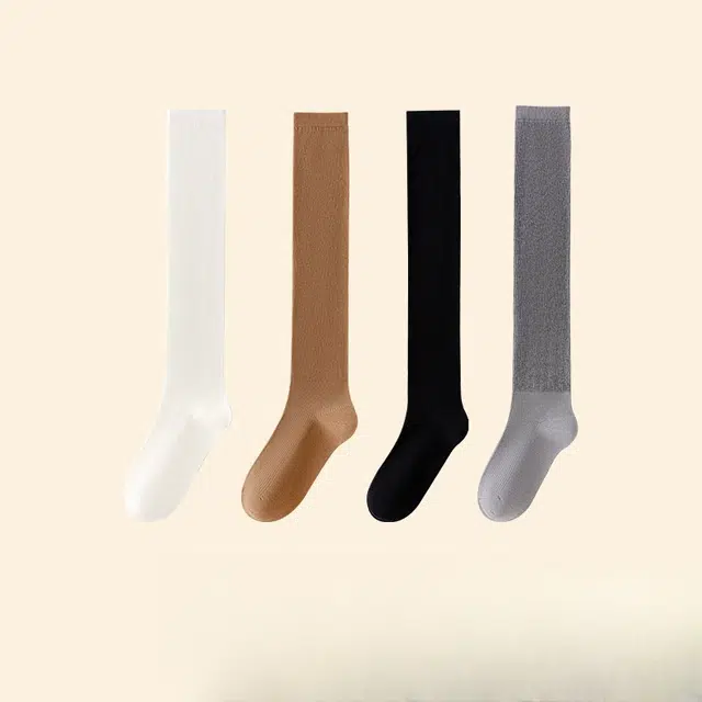 雅鹿 小腿薄款透气网眼百搭吸汗透气堆堆袜高筒袜 女款 组合装