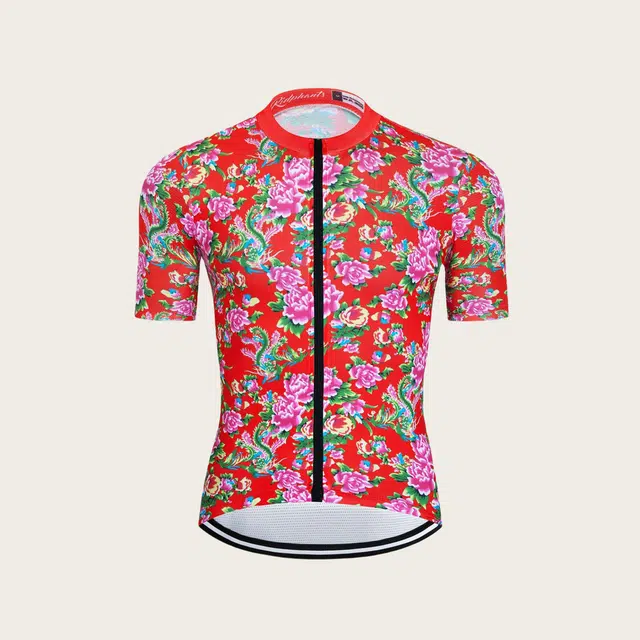 雅鹿 夏季服短袖冰凉透气速干牛奶丝东北大花自行车服公路单车 骑行配套