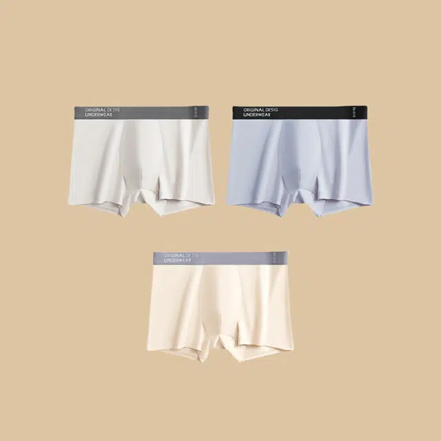 雅鹿 港风纯色薄款平角内裤 男款 组合装